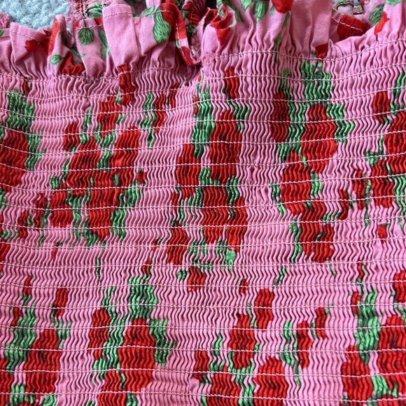 Code X Mode Pink Floral Rose Smocked Ruffle Mini Dress XL - Picture 8 of 9